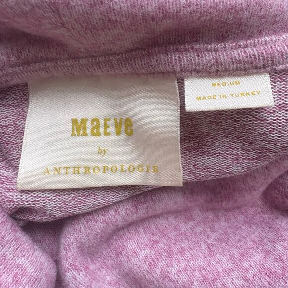 Maeve Anthropologie Sweater Shirt Sz M Purple Draped Neck Puff Sleeve Step Hem - Picture 7 of 9